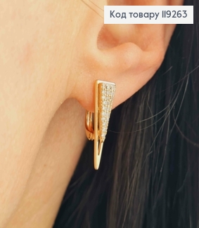 Серьги "Коготь" украшены Яркими камешками, длина 2см, английская застежка, Xuping 18K 119263 фото