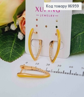 Серьги стрелы, с Желтой эмалью и камешками, 2,5см, англ. зам. Xuping 18K 116959 фото