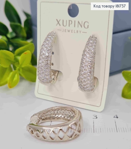 Сережки родовані "Овальні" прикрашені Блискучим камінням, 2,4см, застібка шпилька, Xuping 181737 фото 3