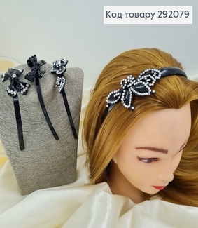 Обруч пластик черный с камнями 292079 фото