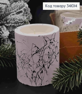 Cвічка стакан (гіпс), Білого кольору з Чорною павутинкою, 80*80*80мм, 18год/горіння, YUNIOR CANDLE 341014 фото