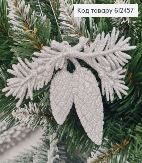 Новорічна фігура Блиск Шишка СРІБНА, 11,5*8,5см, Україна 612457 фото