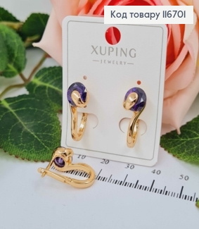 Серьги "Лебедь" с Фиолетовым камешком, 2см, Xuping 18К 116701 фото