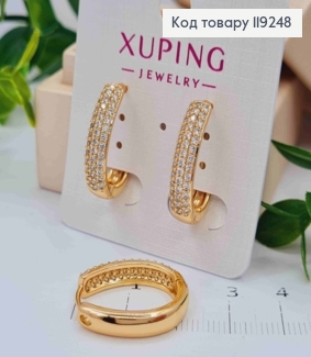 Серьги овальные украшены Блестящими камешками, длина 2,2см, Xuping 18K 119248 фото
