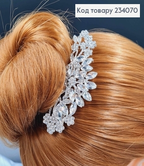 Гребінь для волосся  в камінцях 10см , срібного кольору 234070 фото