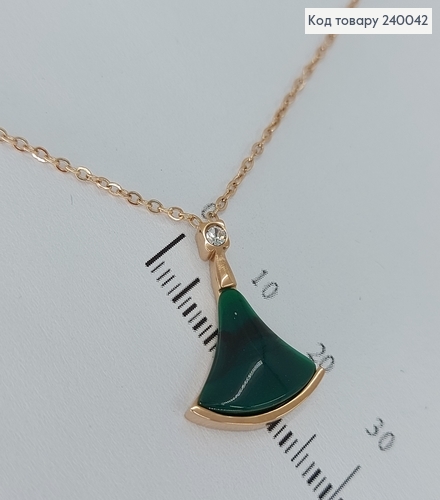 Підвіска зелений камінь з цепочкою 40+5см Staіnless Still 240042 фото 1