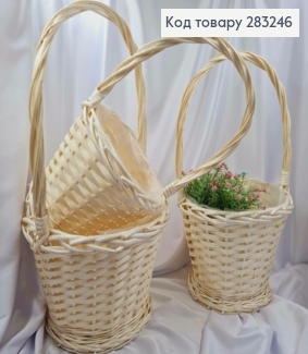 Набор корзин плетеных (3шт) ВЫБЕЛЕННЫЕ ВЫСОКИЕ (Диаметр: 32;27;23см) (Глубина:23;22;21см) 283246 фото