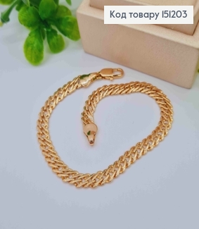 Браслет РОМБОВЫЕ плетение с тиснением по краям, ширина 6мм, длина 19см, Xuping 18K 151203 фото