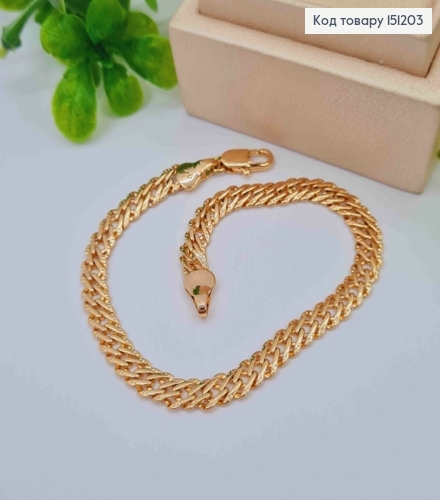 Браслет РОМБОВЫЕ плетение с тиснением по краям, ширина 6мм, длина 19см, Xuping 18K 151203 фото 1