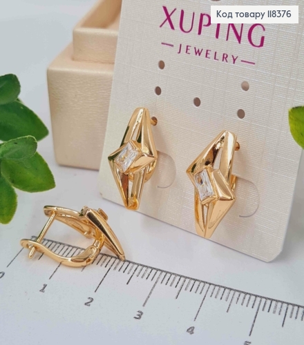 Серьги "Звезда" с ярким камнем, 1,9см, английская застежка, Xuping 18К. 118376 фото 1