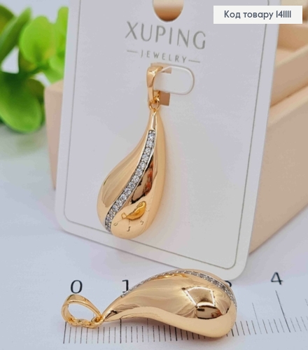 Кулон "Капелька" украшен Блестящими камешками, 2,5см, Xuping 18К 141111 фото 1