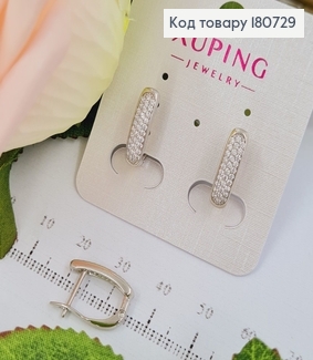 Сережки родированые Пластинка в камнях (англ.застежка),1,5*0,4см, Xuping 180729 фото