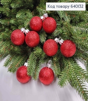 Набор шаров 40мм Блеск КРАСНЫЙ 8шт/уп, Украина 640132 фото