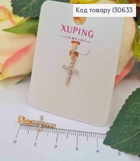 Хрестик з Блискучими камінцями, 1,4*0,9см, Xuping 18K 130633 фото