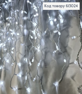 Гирлянда шторка белая проволока 5 *0,6м 150 LED гранулированный шар белая холодная 613024 фото