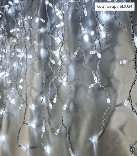 Гирлянда шторка белая проволока 5 *0,6м 150 LED гранулированный шар белая холодная 613024 фото 1