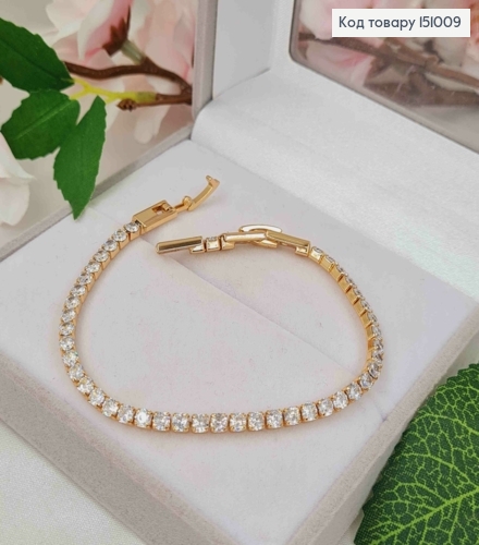 Браслет с строчкой Блестящих камней, 0,3см, дл. 17+2см, Xuping 18K 151009 фото 1