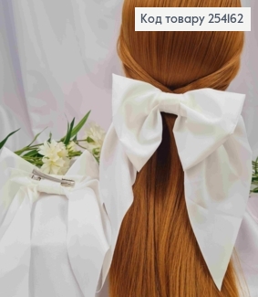 Заколка (7,5см) БАНТ цвета АЙВОРИ, стрейч котон, размер 14,5*21см, Украина 254162 фото