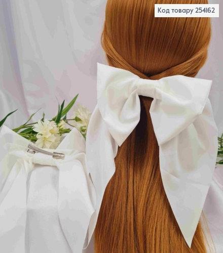 Заколка (7,5см) БАНТ цвета АЙВОРИ, стрейч котон, размер 14,5*21см, Украина 254162 фото 1