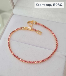 Браслет с рядом розовых камешков, шир. 2мм, дл. 17+2см, Xuping 18K 150782 фото