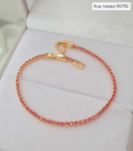 Браслет с рядом розовых камешков, шир. 2мм, дл. 17+2см, Xuping 18K 150782 фото 1