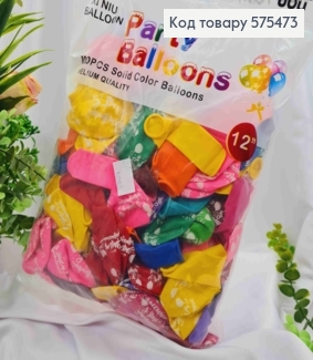 Воздушные шары латексные, с надписью "С Днем Рождения!", Разноцветные, 12' UOU, 100шт/уп 575473 фото