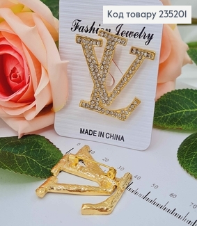 Брошь Луи Витон, золотого цвета, в камнях 4см 235201 фото