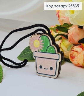 Ароматизатор в авто, дерев'яний, "Милий кактус", 5,5см, (без запаху) 25365 фото