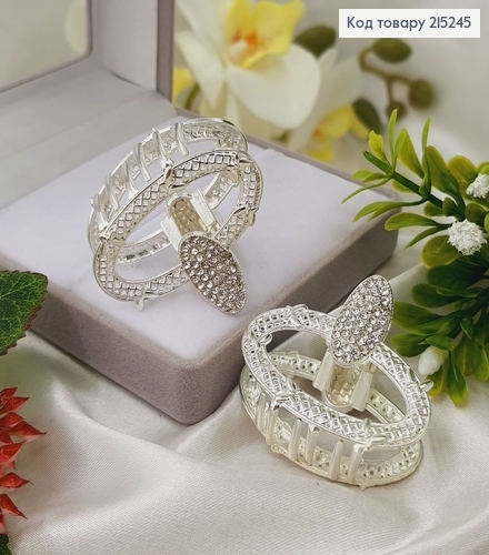 Краб металл Овальное плетение с бабочками и камешками дл. 4см. шир. 2,5см 215245 фото 1