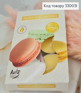 Аромасвечка таблетка BISPOL Сладкие макаруны 6 шт/4 часов, 15-319 330031 фото