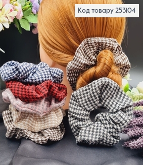 Резинка обьемная тканевая КЛЕТОЧКА 4-11см в асорт. 253104 фото