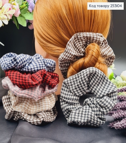 Резинка об"ємна тканинна КЛІТИНКА    4-11см в асорт. 253104 фото 1