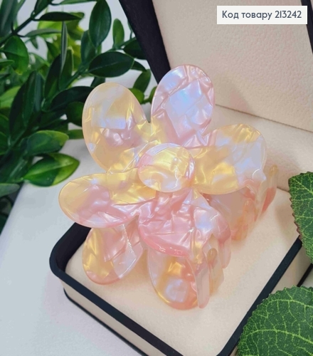 Краб пластик (акрил), КВІТКА, 7см, Перламутрово-Рожевого кольору 213242 фото 2