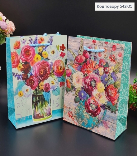 Пакет паперовий "Ваза з квітами", 18х23х8см, в асорт. 542105 фото 2