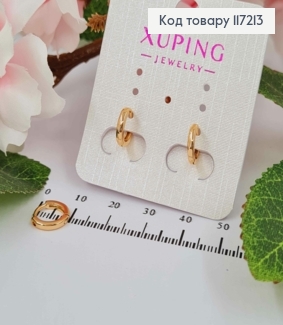 Серьги кольца простые, диаметр 1см, ширина 2мм, XUPING 18K 117213 фото