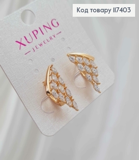 Серьги "Слезы Ангела" с блестящими камешками, 2,4см, английская застежка, XUPING 18K 117403 фото