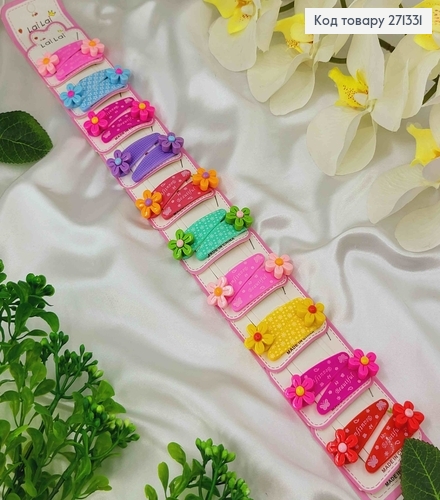 Заколка Тік-так (20шт/уп) 5см з квіточкою в асортименті 271331 фото 1