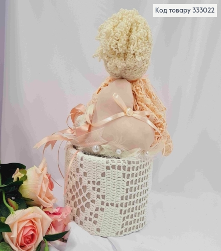 Коробка подарочная (17*13,5см), КУКЛА (23см) (Персиковое платье), ручная работа, Украина. 333022 фото 2