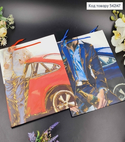 Пакет бумажный "Мужчина с авто" 26*32*10см в ассорт. 542147 фото 2