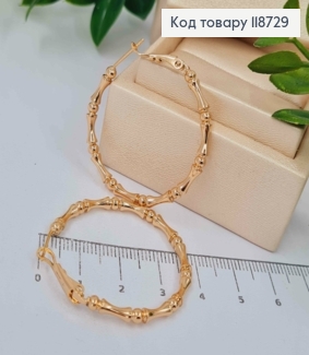 Серьги кольца "Текстурные", диаметр 3,5см, Xuping 18K 118729 фото