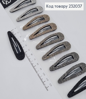 Заколка Тік - так 6,2 см чорна з камінцями 232037 фото