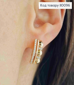 Сережки " Загадка" з Блискучими камінцями, довжина 1,5см, англійська застібка, Xuping 18K 110096 фото