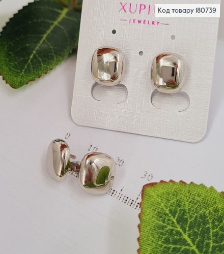 Сережки родированые Квадраты, 1,1см, Xuping 180739 фото 1