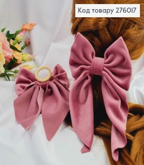 Резинка, БАНТ велюр, светло-сливовой, размер 13*20см, ручная работа, Украина. 276017 фото
