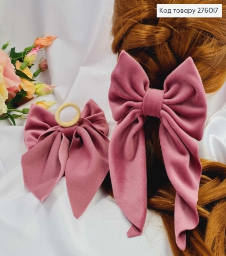 Резинка, БАНТ велюр, светло-сливовой, размер 13*20см, ручная работа, Украина. 276017 фото 1