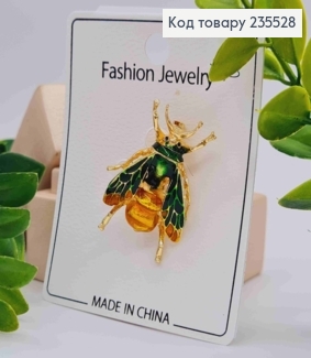 Брошь металл "ЖУК" с Зелеными крыльями, 3,5*2,5см 235528 фото