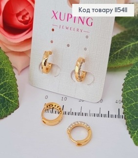 Серьги кольца, с камешками на грани, 1,4см, Xuping 18K 115411 фото