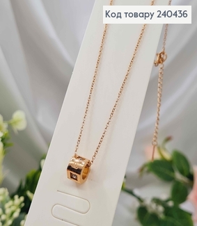 Цепочка золотого цвета, шайбочка Картье, с камешком, дл. 40+5см, Stainless Steel 240436 фото