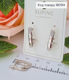 Сережки Пластинка в камнінцях (англ.застібка), 1,7*0,3см, Xuping 180914 фото