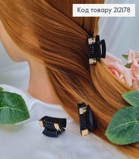 Краб пластик черный, с камешками и золотыми пластинками, 3,5см. 212178 фото